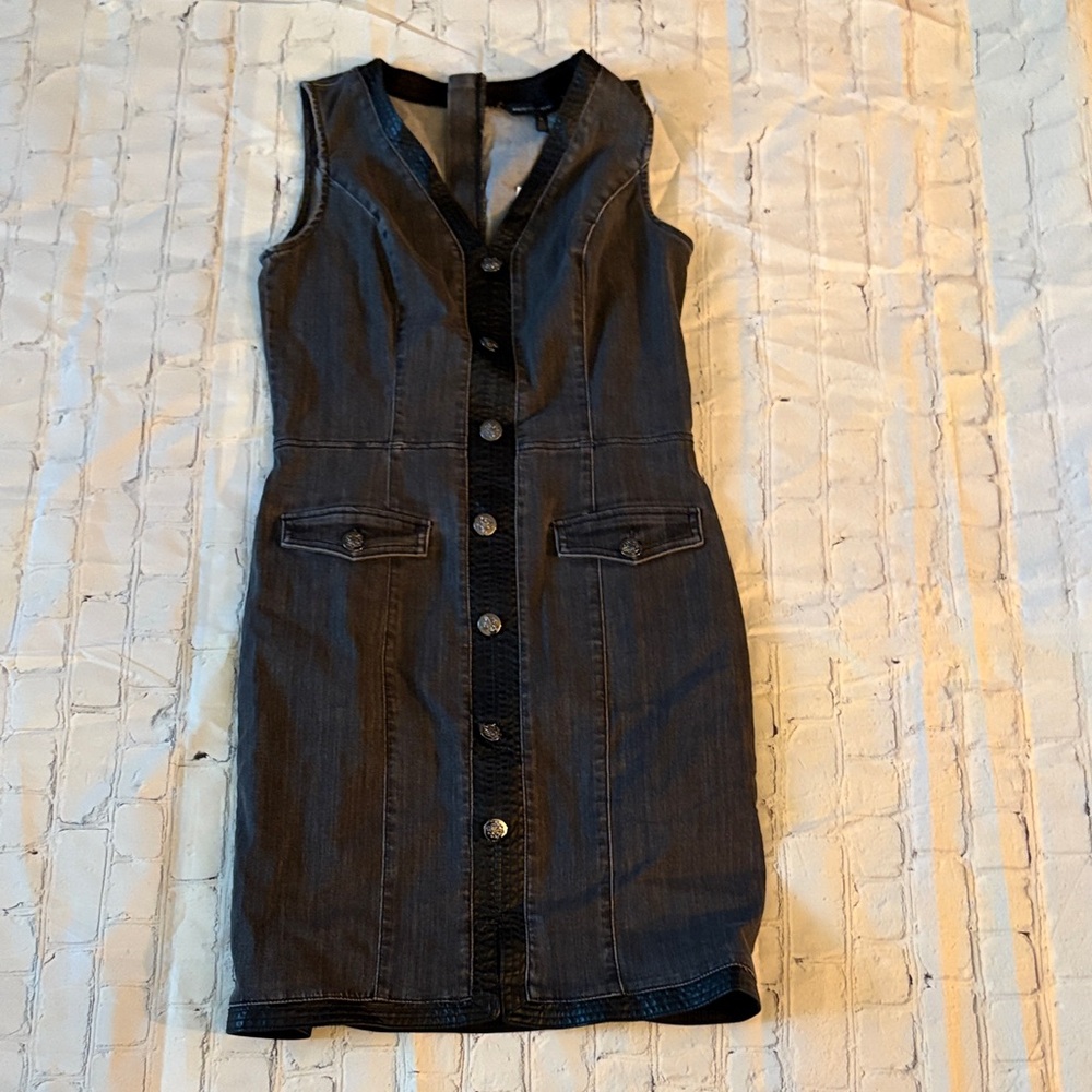 White House Black Market Gray Sheath Dress Sleeveless V-Neck